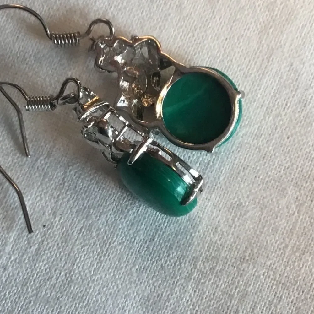 NWOT. Sterling Silver Malachite Type Earrings